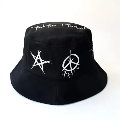 Fashion Black And White Graffiti Bucket Hat Cotton