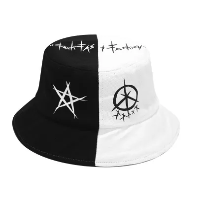 Fashion Black And White Graffiti Bucket Hat Cotton