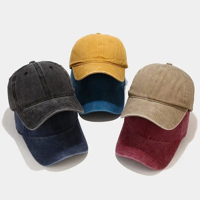 Retro Solid Color Adjustable Cotton Dome Cap for Youth