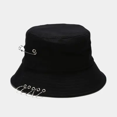 Fashion Paperclip Decoration Cotton Solid Color Bucket Hat