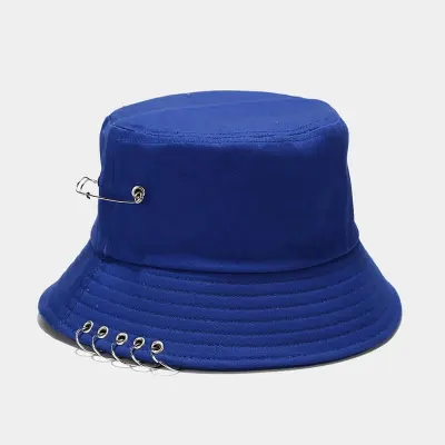 Fashion Paperclip Decoration Cotton Solid Color Bucket Hat