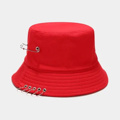 Fashion Paperclip Decoration Cotton Solid Color Bucket Hat