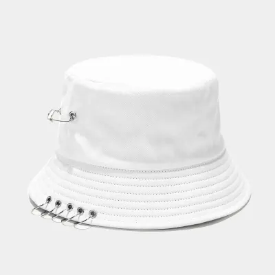 Fashion Paperclip Decoration Cotton Solid Color Bucket Hat