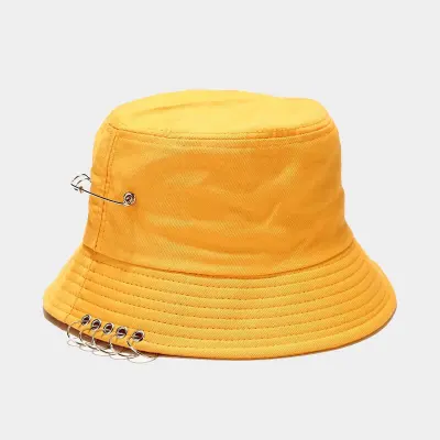 Fashion Paperclip Decoration Cotton Solid Color Bucket Hat