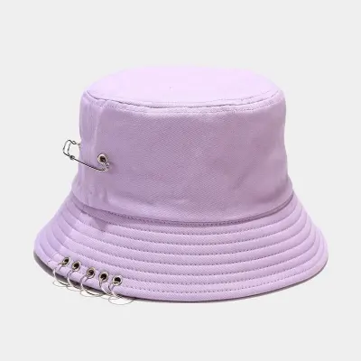 Fashion Paperclip Decoration Cotton Solid Color Bucket Hat