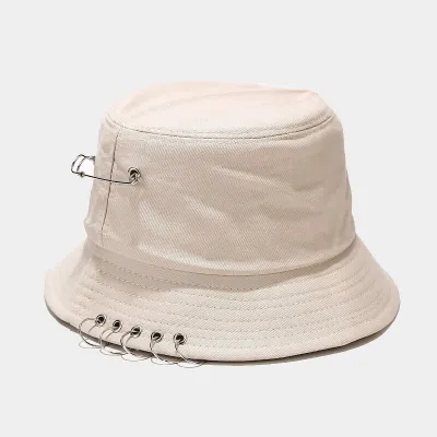 Fashion Paperclip Decoration Cotton Solid Color Bucket Hat