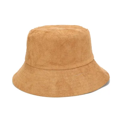 Fashion Solid Color Suede Bucket Hat Unisex