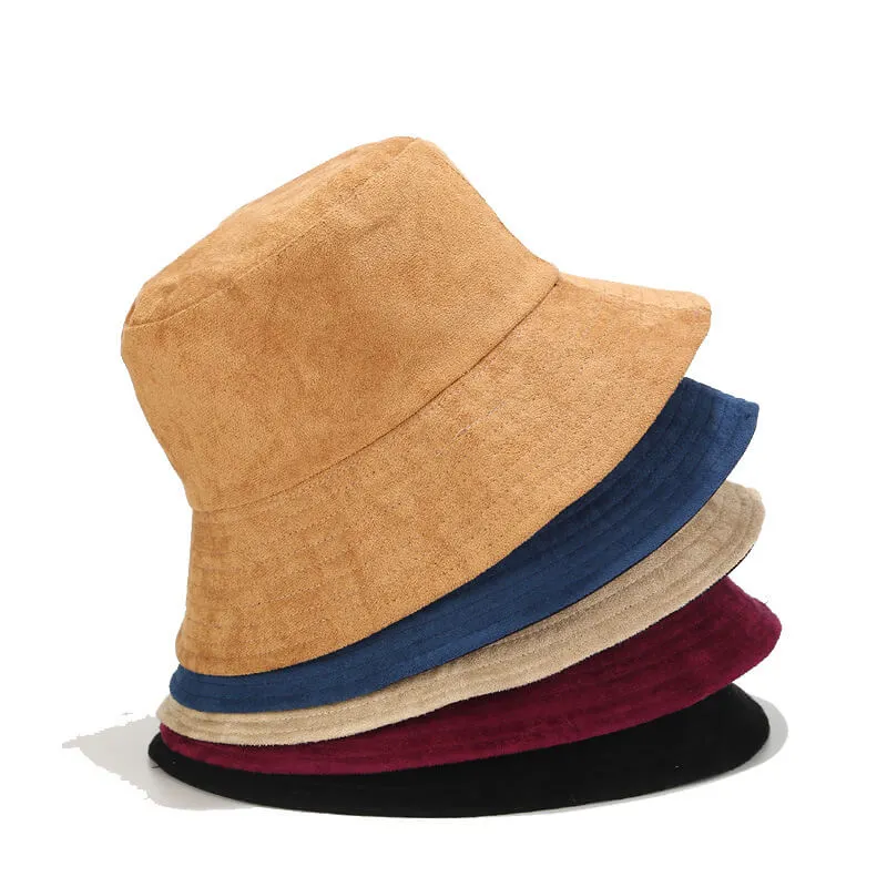 Fashion Solid Color Suede Bucket Hat Unisex