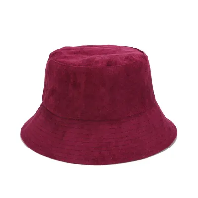 Fashion Solid Color Suede Bucket Hat Unisex