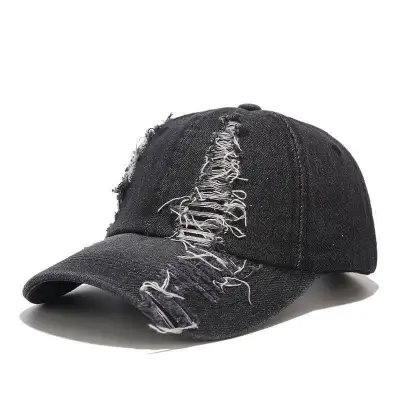 Fashion Hole Design Adjustable Denim Cap
