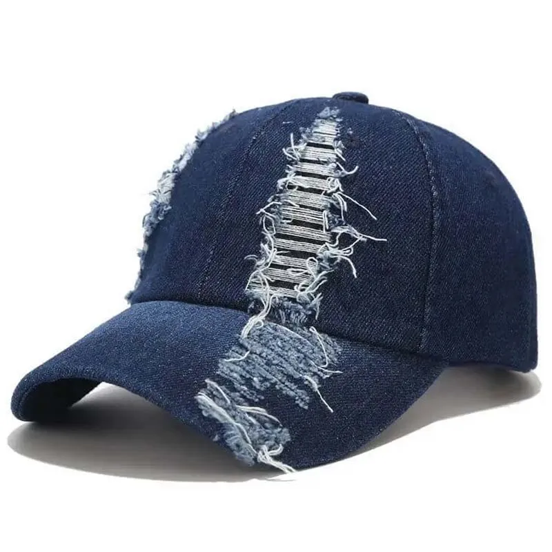 Fashion Hole Design Adjustable Denim Cap