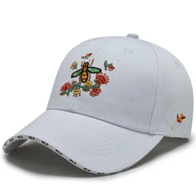 Fashion Bee And Flower Embroidery Cotton Dome Hat