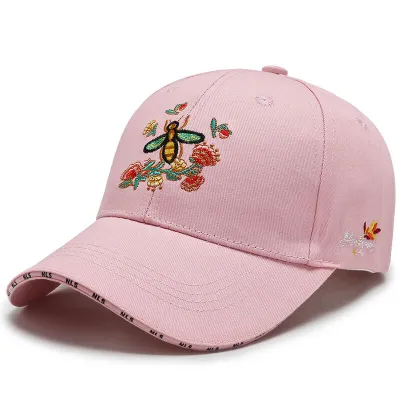 Fashion Bee And Flower Embroidery Cotton Dome Hat