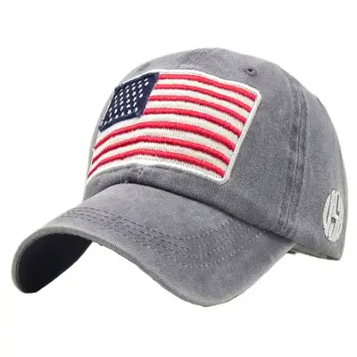 Retro Flag Embroidery Adjustable Cotton Cap