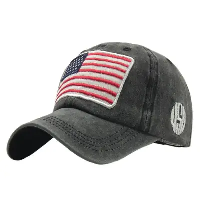 Retro Flag Embroidery Adjustable Cotton Cap