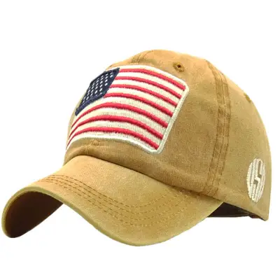 Retro Flag Embroidery Adjustable Cotton Cap