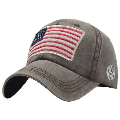 Retro Flag Embroidery Adjustable Cotton Cap