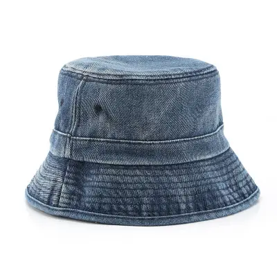 Fashion Solid Color Cotton Denim Bucket Hat Unisex