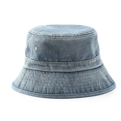 Fashion Solid Color Cotton Denim Bucket Hat Unisex