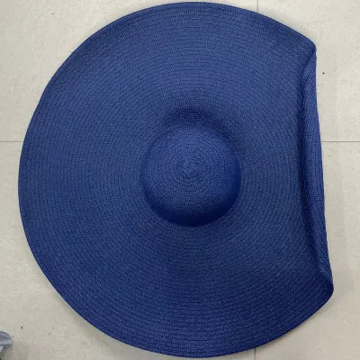 Fashion Straw Woven Papyrus Wide Brim Monochrome Dome Sunhat