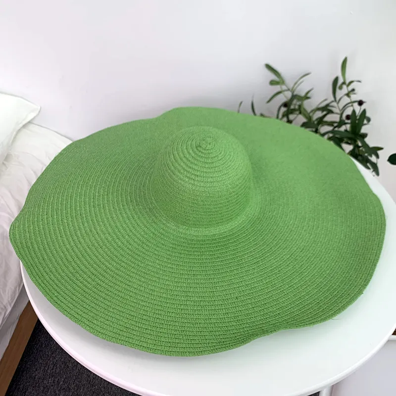 Fashion Straw Woven Papyrus Wide Brim Monochrome Dome Sunhat