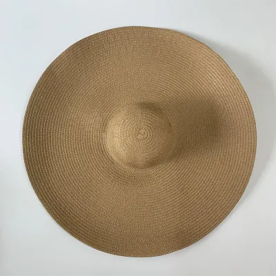 Fashion Straw Woven Papyrus Wide Brim Monochrome Dome Sunhat