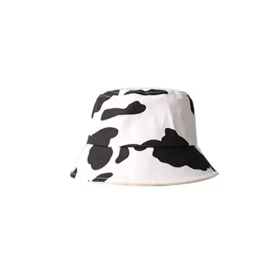 Fresh Style Cow Print Bucket Hat Cotton Simple Dome Hat for Youth