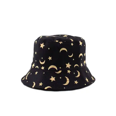 Creative Star and Moon Pattern Bucket Hat Cotton
