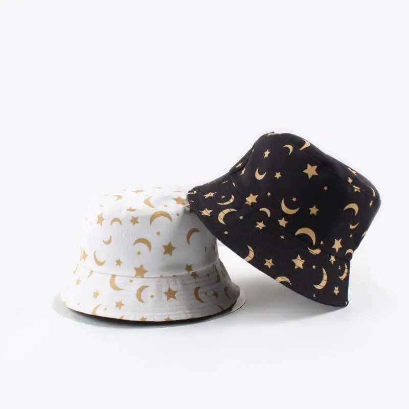 Creative Star and Moon Pattern Bucket Hat Cotton