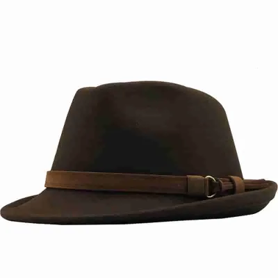 Fashion Wild Solid Color Cashmere Fedora Hat With Belt Decoration