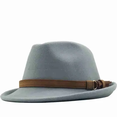 Fashion Wild Solid Color Cashmere Fedora Hat With Belt Decoration