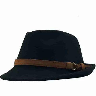 Fashion Wild Solid Color Cashmere Fedora Hat With Belt Decoration