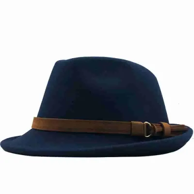 Fashion Wild Solid Color Cashmere Fedora Hat With Belt Decoration