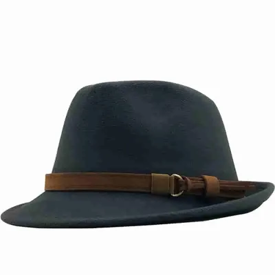 Fashion Wild Solid Color Cashmere Fedora Hat With Belt Decoration