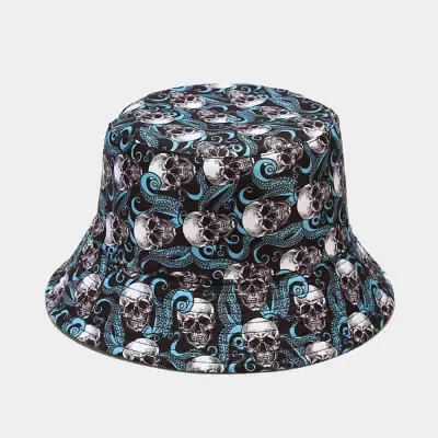 Fashion Skull Pattern Cotton Bucket Hat for Youth