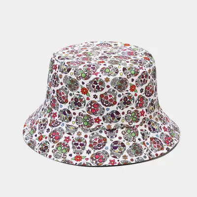 Fashion Skull Pattern Cotton Bucket Hat for Youth