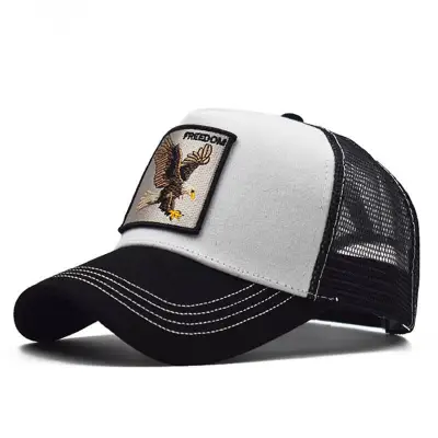 Fashion Eagle Embroidery Mesh Dome Hat - Unisex Cotton Cap