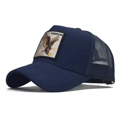 Fashion Eagle Embroidery Mesh Dome Hat - Unisex Cotton Cap