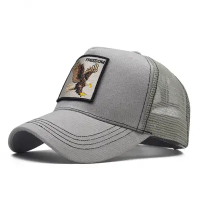 Fashion Eagle Embroidery Mesh Dome Hat - Unisex Cotton Cap