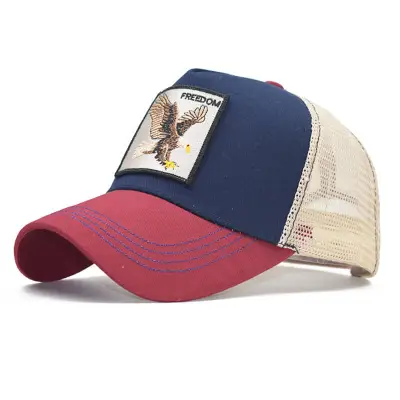 Fashion Eagle Embroidery Mesh Dome Hat - Unisex Cotton Cap