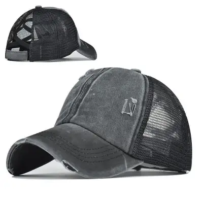 Retro Hole Design Cotton Mesh Cap