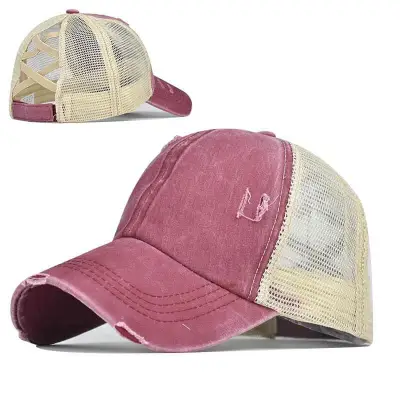 Retro Hole Design Cotton Mesh Cap