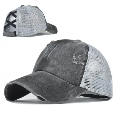 Retro Hole Design Cotton Mesh Cap