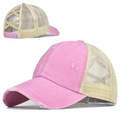Retro Hole Design Cotton Mesh Cap