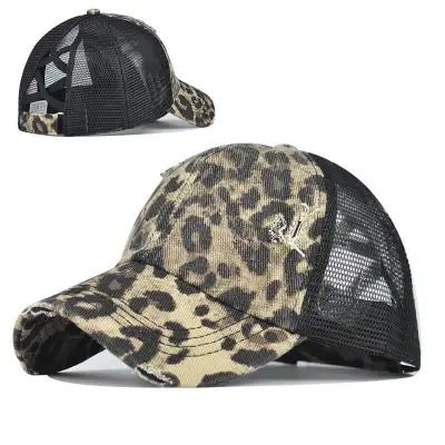 Retro Hole Design Mesh Peaked Cap Cotton Hat