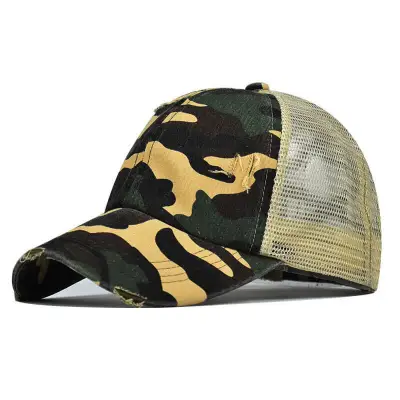Retro Hole Design Mesh Peaked Cap Cotton Hat
