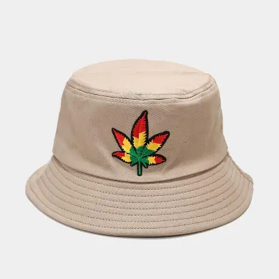 Fashion Gradient Maple Leaf Embroidery Bucket Hat