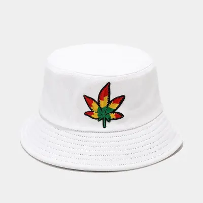 Fashion Gradient Maple Leaf Embroidery Bucket Hat