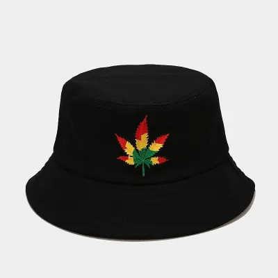 Fashion Gradient Maple Leaf Embroidery Bucket Hat