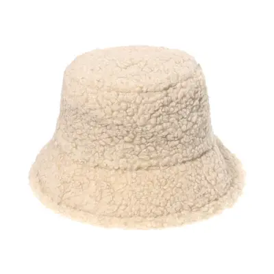 Casual Solid Color Plush Lambswool Bucket Hat Unisex
